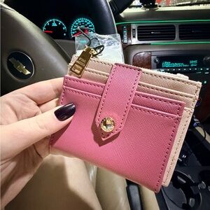Steve Madden Pink and Tan Card Holder